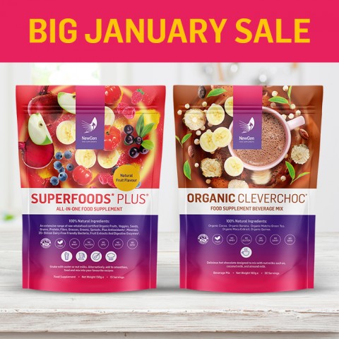 January Sale - x1 Superfoods Plus and x1 Organic Clever Choc - Normal SRP £83.98